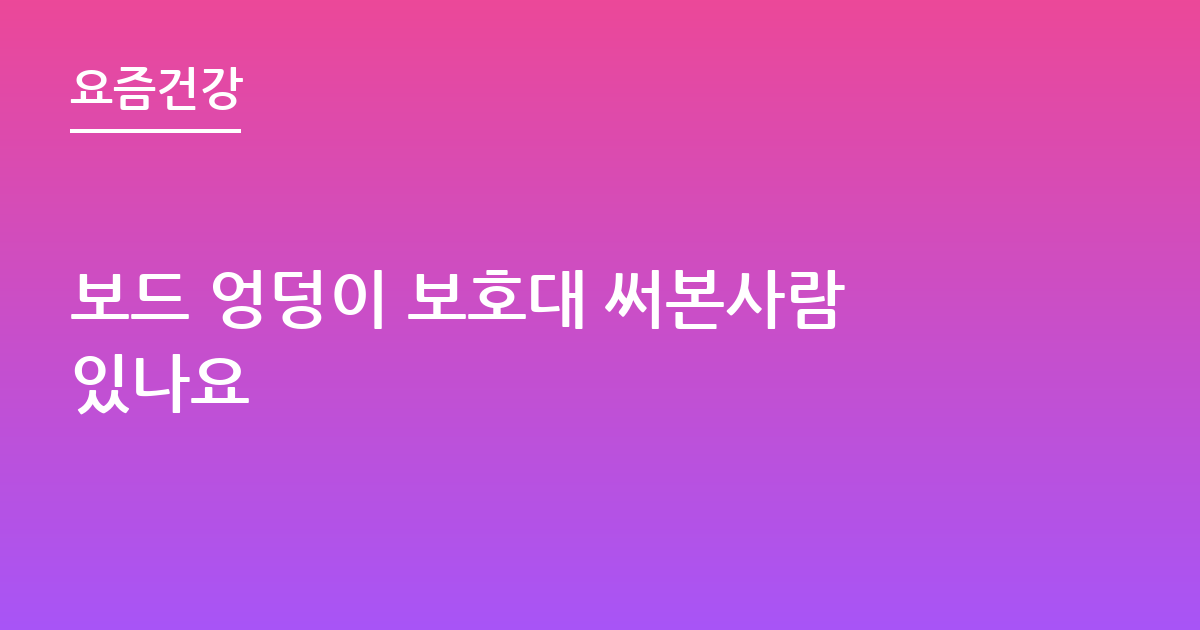 보드 엉덩이 보호대 써본사람있나요