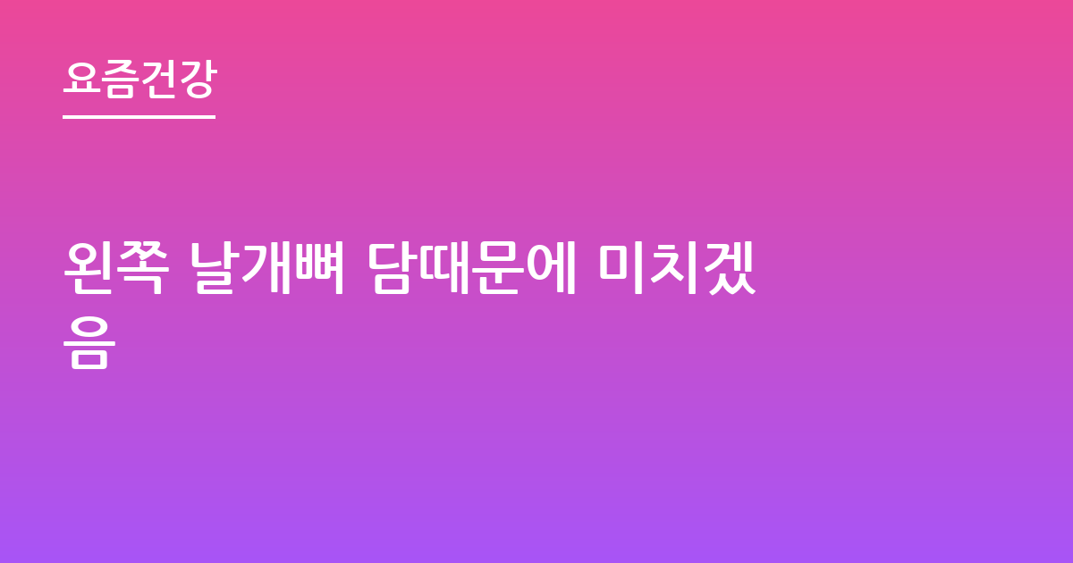 왼쪽 날개뼈 담때문에 미치겠음