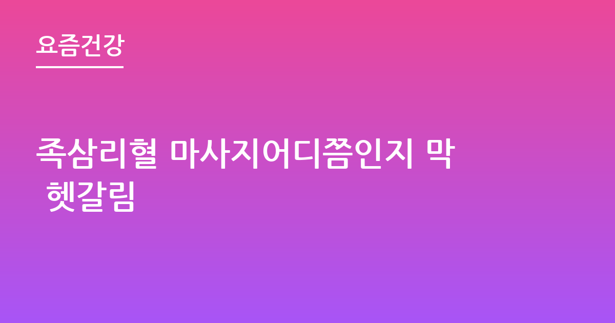 족삼리혈 마사지어디쯤인지 막 헷갈림