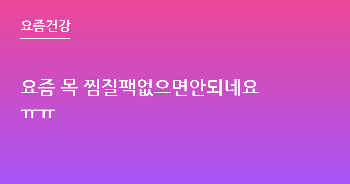 요즘 목 찜질팩없으면안되네요ㅠㅠ