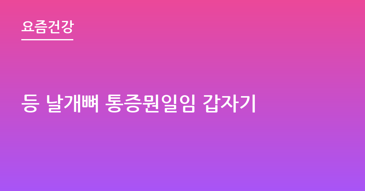 등 날개뼈 통증뭔일임 갑자기