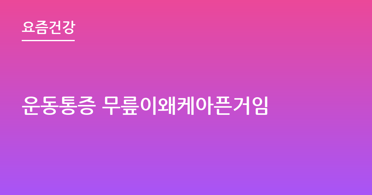 운동통증 무릎이왜케아픈거임