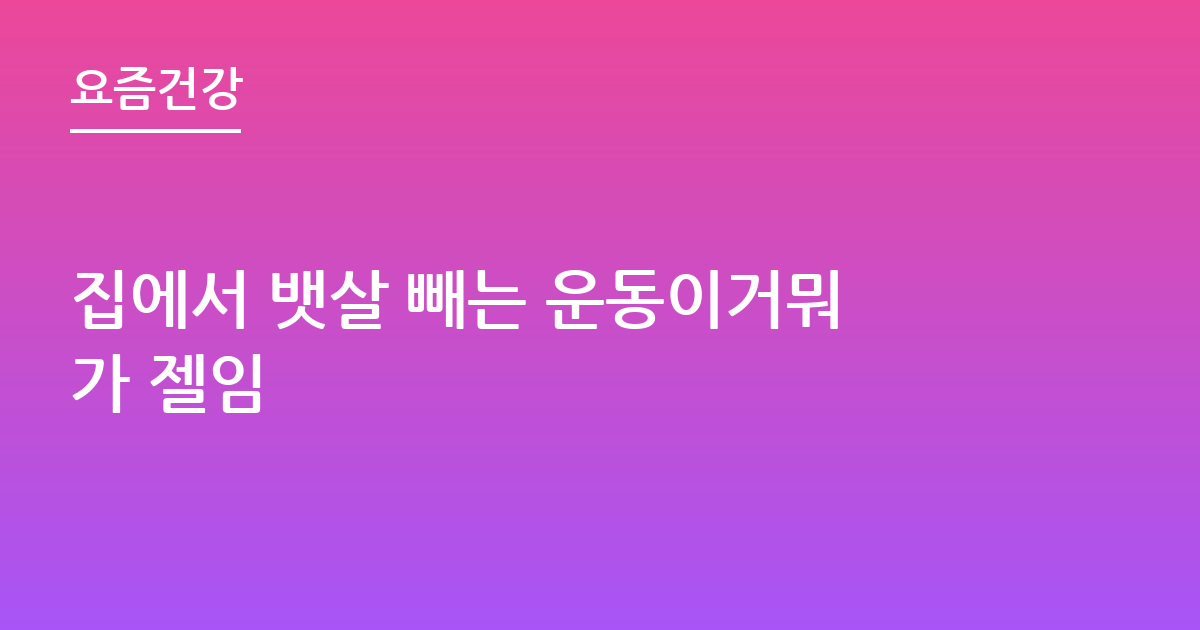 집에서 뱃살 빼는 운동이거뭐가 젤임