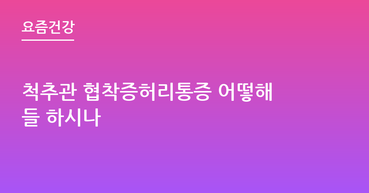 척추관 협착증허리통증 어떻해들 하시나
