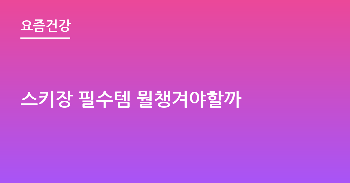 스키장 필수템 뭘챙겨야할까