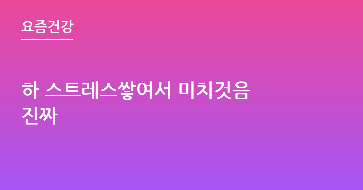 하 스트레스쌓여서 미치것음 진짜