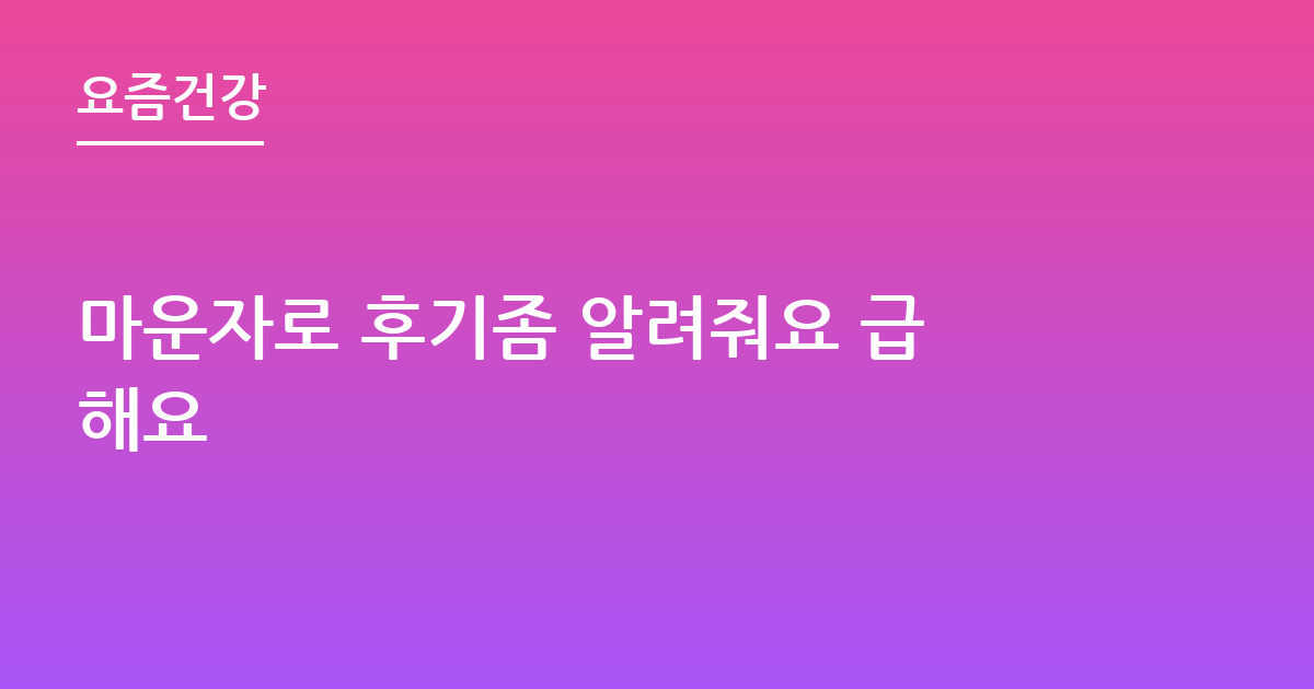 마운자로 후기좀 알려줘요 급해요