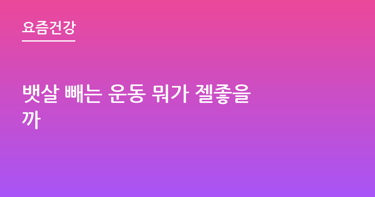 뱃살 빼는 운동 뭐가 젤좋을까