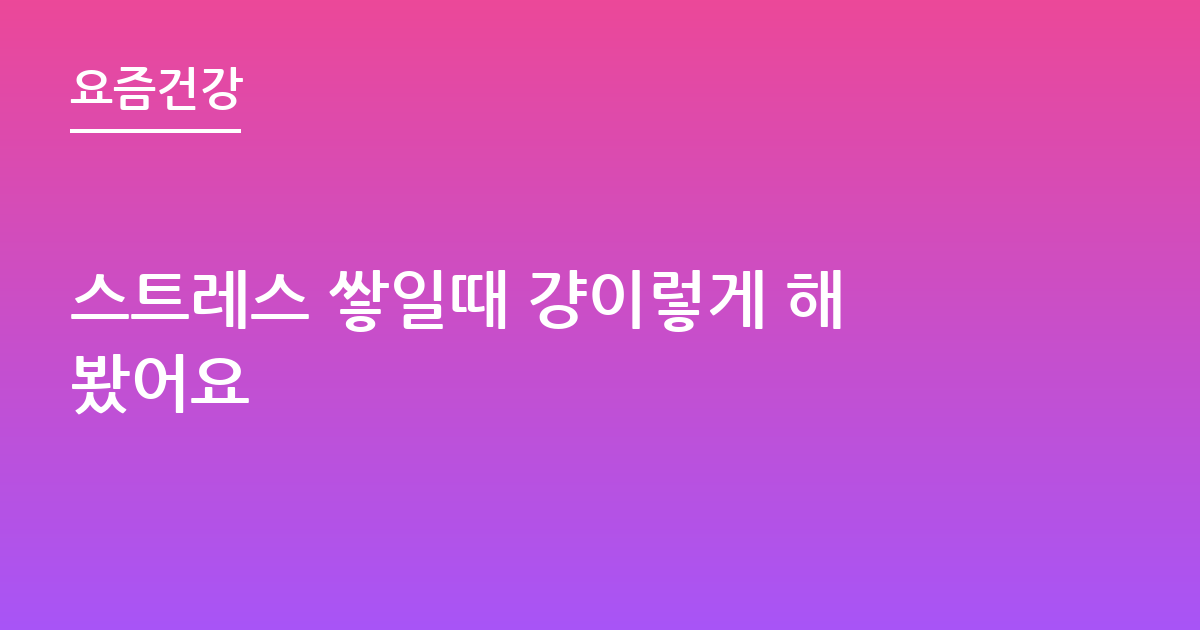 스트레스 쌓일때 걍이렇게 해봤어요