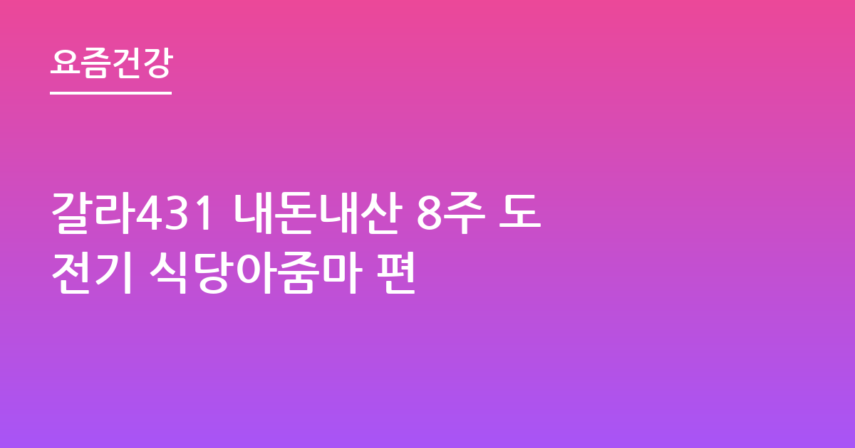 갈라431 내돈내산 8주 도전기 식당아줌마 편