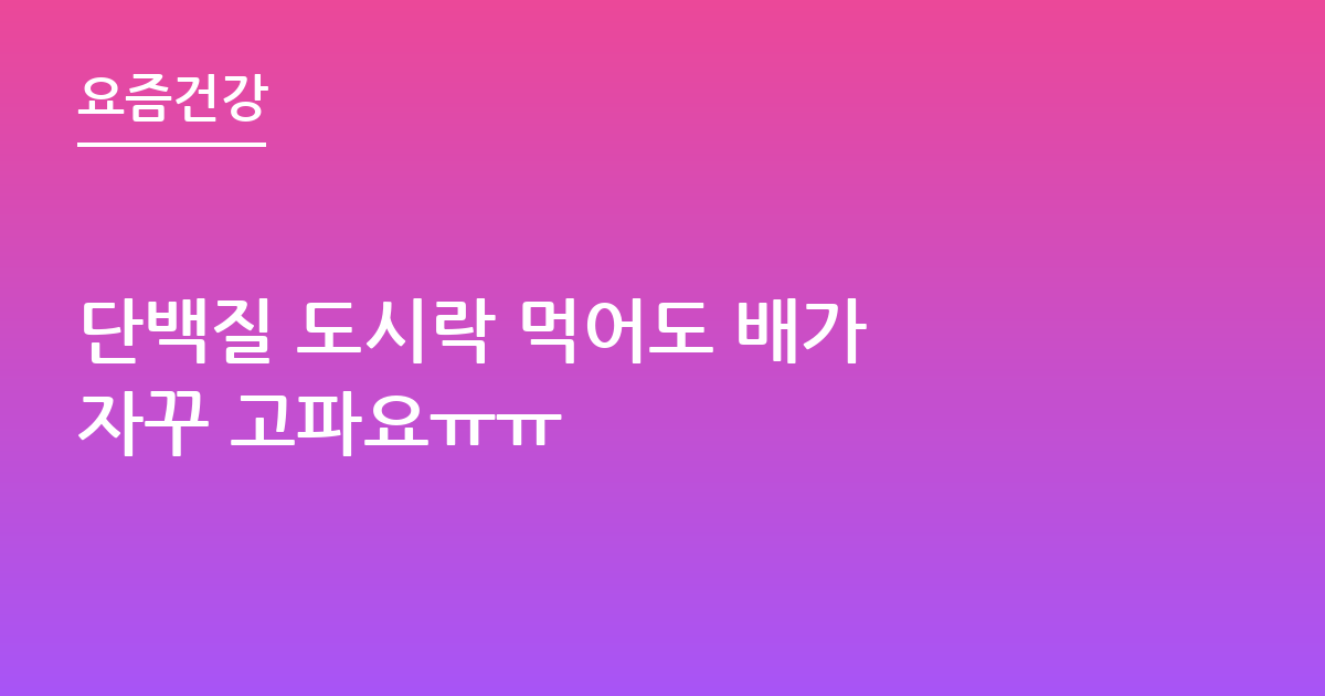 단백질 도시락 먹어도 배가 자꾸 고파요ㅠㅠ