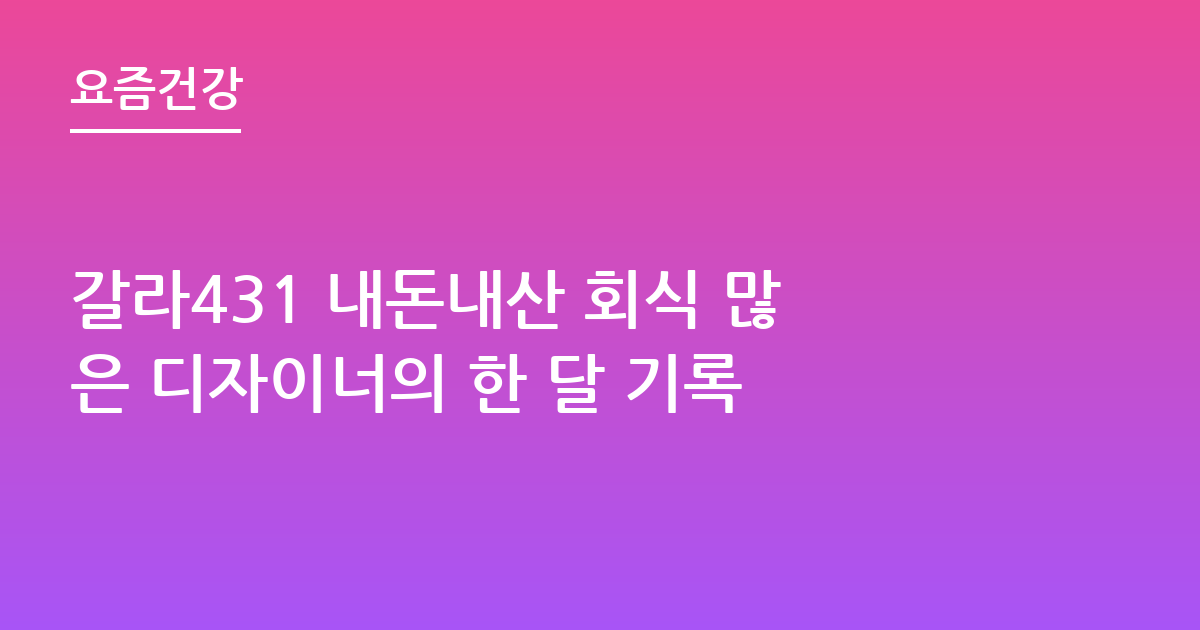 갈라431 내돈내산 회식 많은 디자이너의 한 달 기록