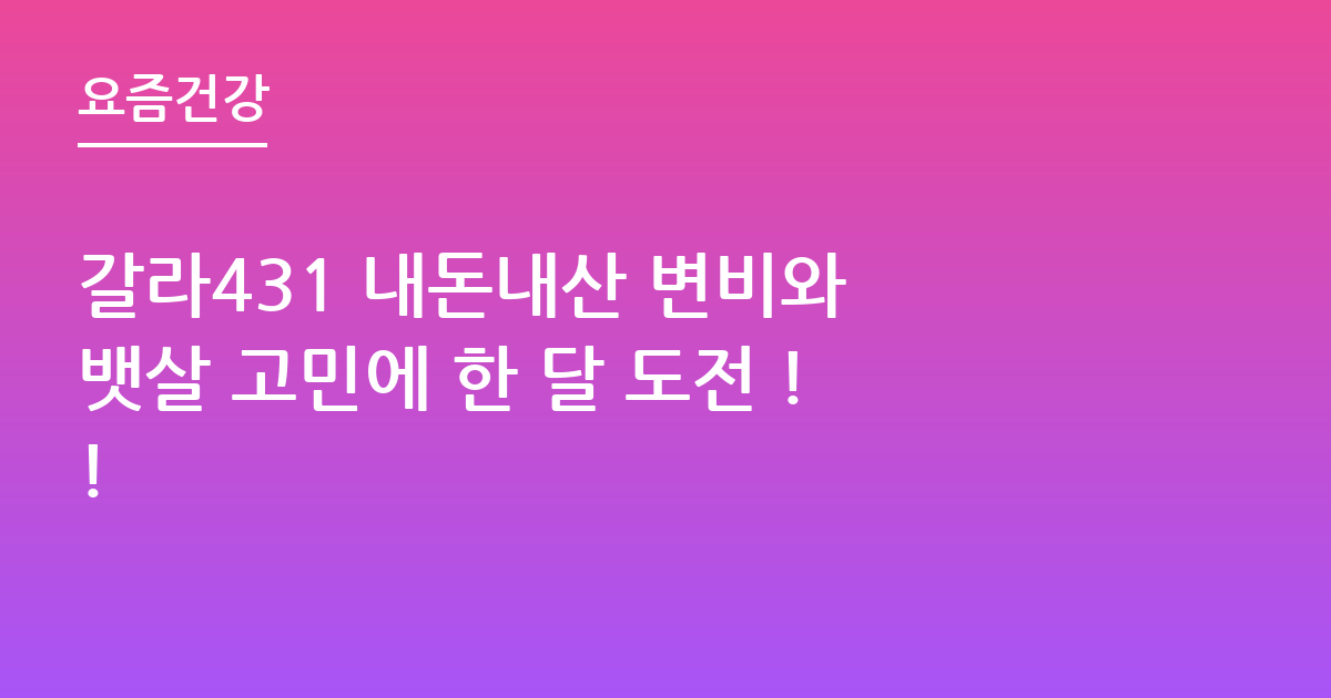갈라431 내돈내산 변비와 뱃살 고민에 한 달 도전 !!