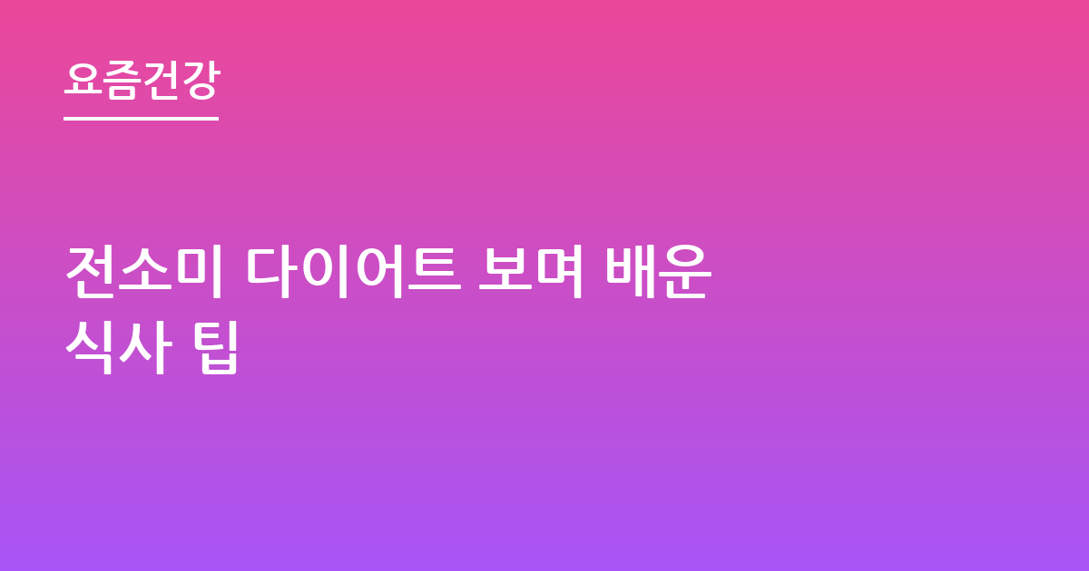 전소미 다이어트 보며 배운 식사 팁