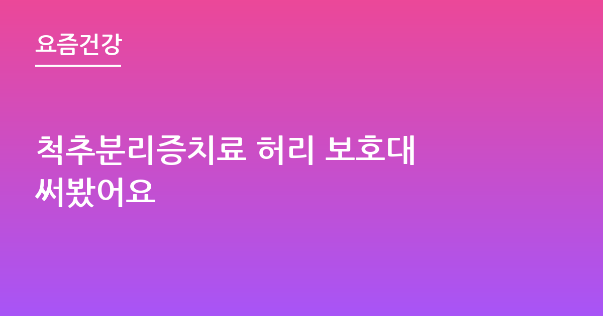 척추분리증치료 허리 보호대 써봤어요