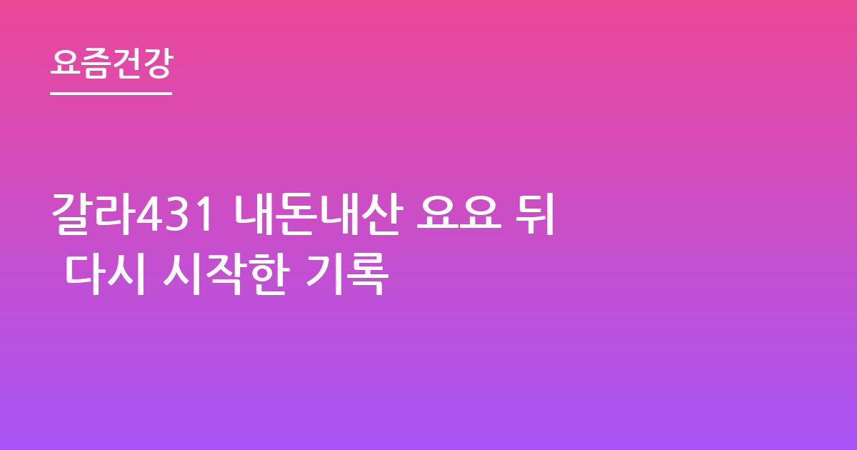 갈라431 내돈내산 요요 뒤 다시 시작한 기록