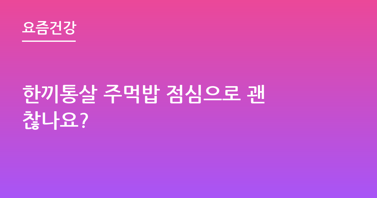 한끼통살 주먹밥 점심으로 괜찮나요?