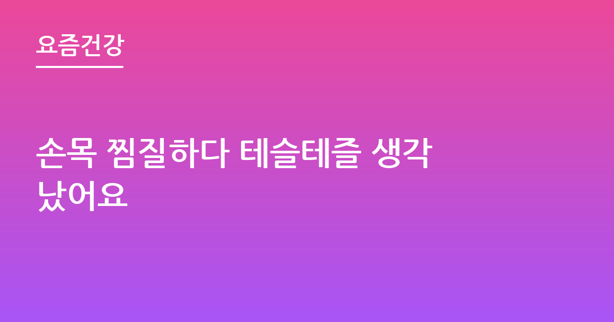 손목 찜질하다 테슬테즐 생각났어요