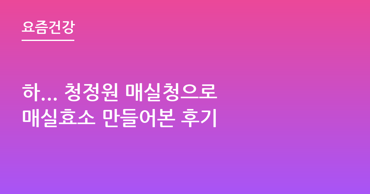 하... 청정원 매실청으로 매실효소 만들어본 후기