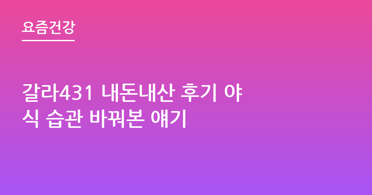 갈라431 내돈내산 후기 야식 습관 바꿔본 얘기