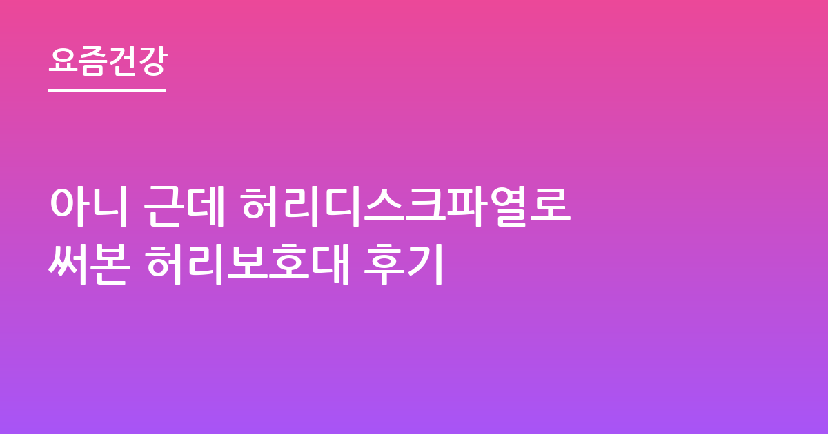 아니 근데 허리디스크파열로 써본 허리보호대 후기