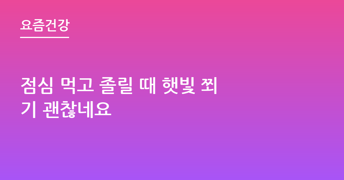 점심 먹고 졸릴 때 햇빛 쬐기 괜찮네요