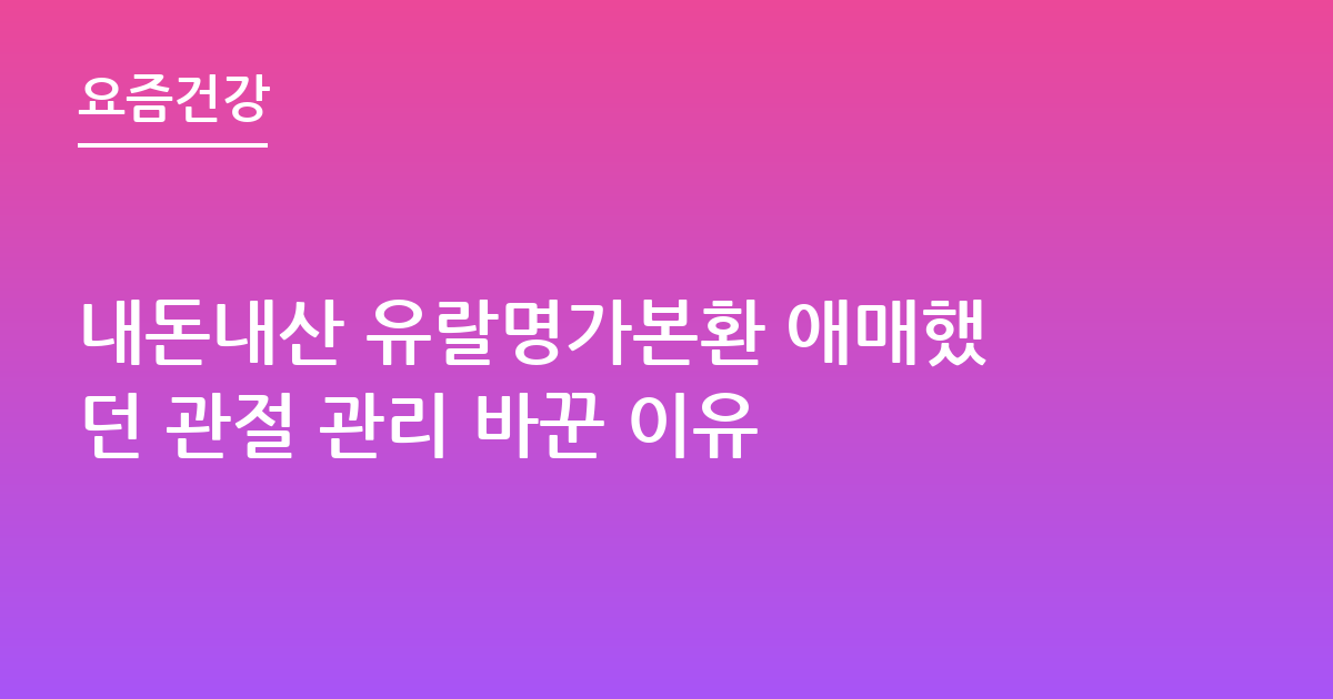 내돈내산 유랄명가본환 애매했던 관절 관리 바꾼 이유