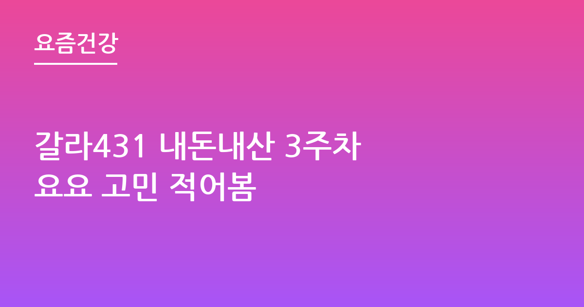 갈라431 내돈내산 3주차 요요 고민 적어봄