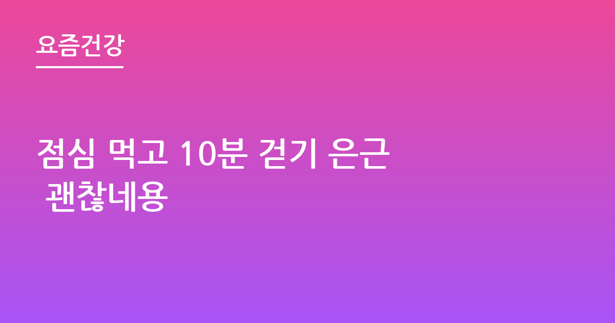 점심 먹고 10분 걷기 은근 괜찮네용