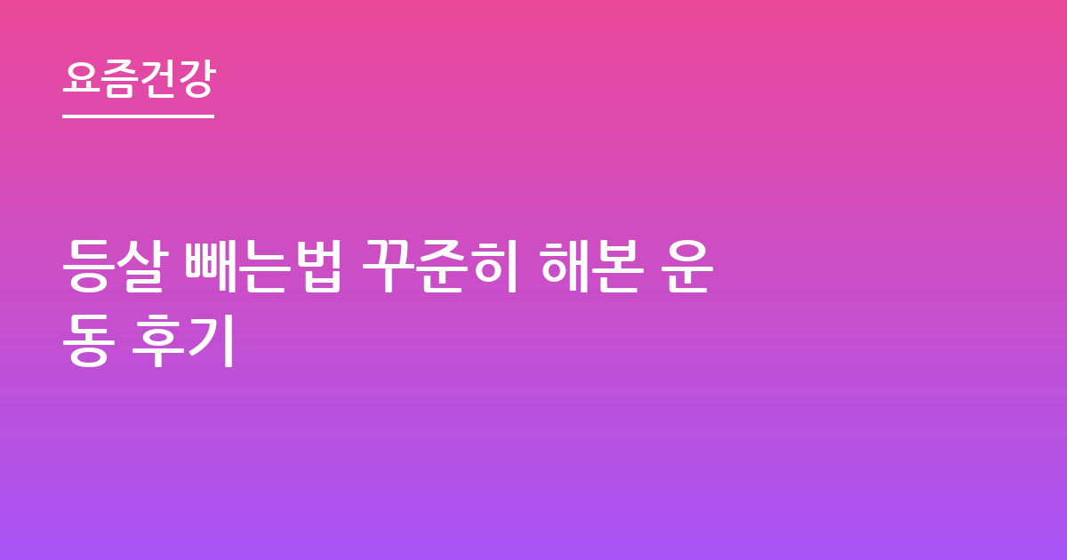 등살 빼는법 꾸준히 해본 운동 후기