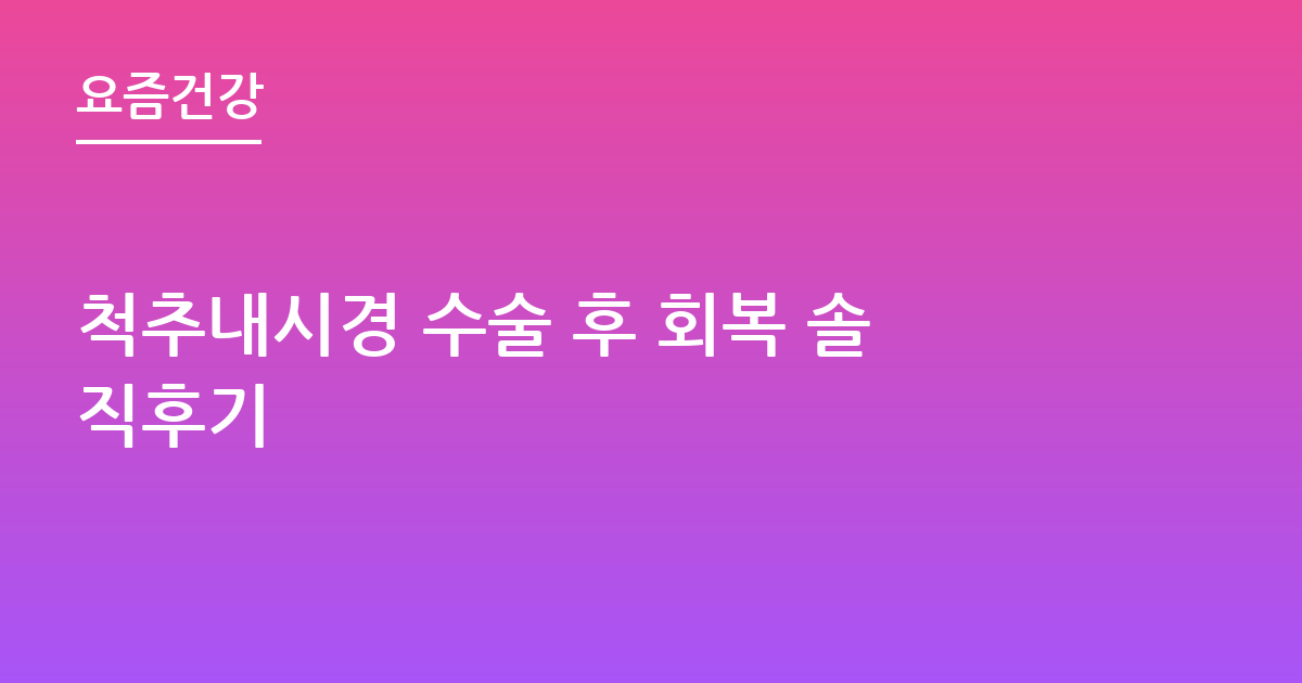 척추내시경 수술 후 회복 솔직후기