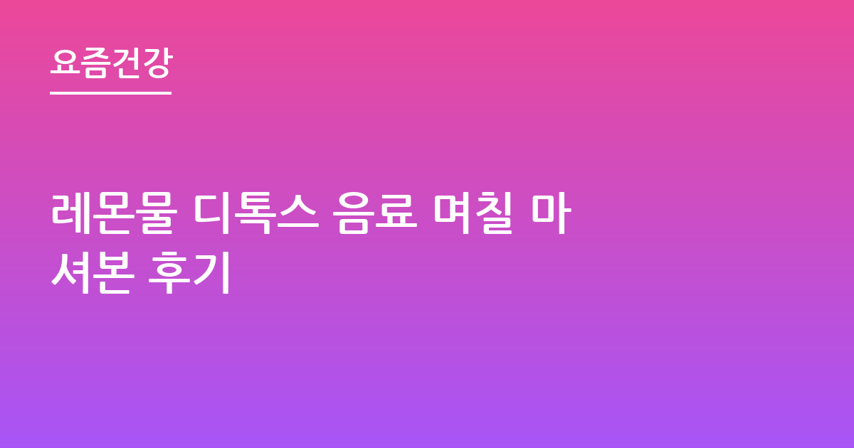 레몬물 디톡스 음료 며칠 마셔본 후기