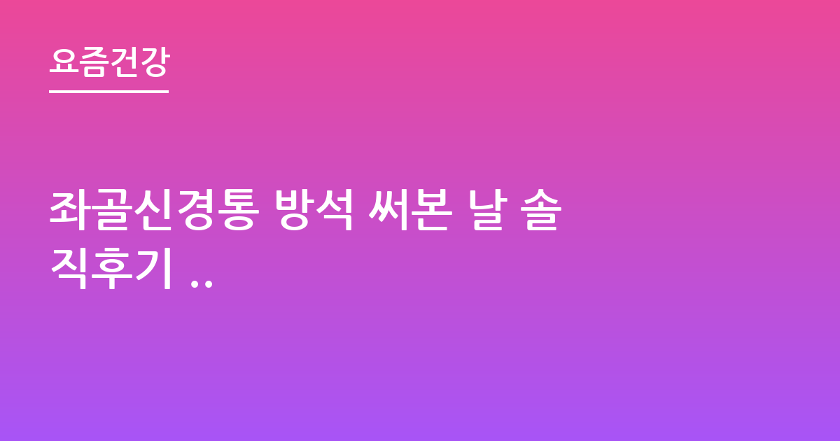 좌골신경통 방석 써본 날 솔직후기 ..