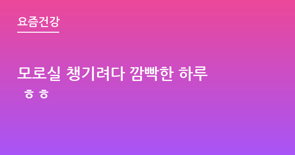 모로실 챙기려다 깜빡한 하루 ㅎㅎ