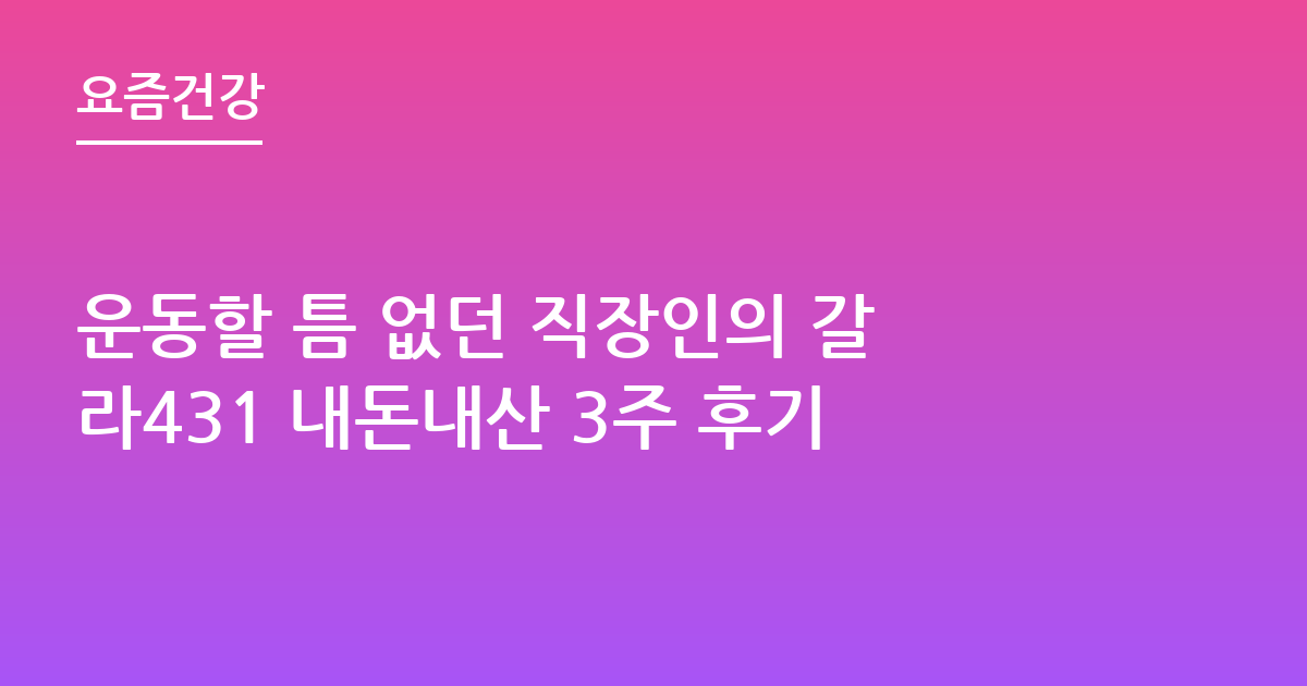 운동할 틈 없던 직장인의 갈라431 내돈내산 3주 후기