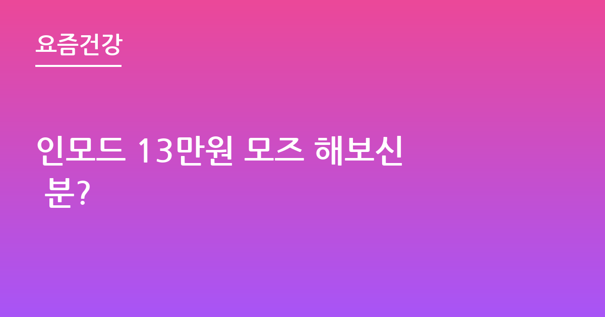 인모드 13만원 모즈 해보신 분?
