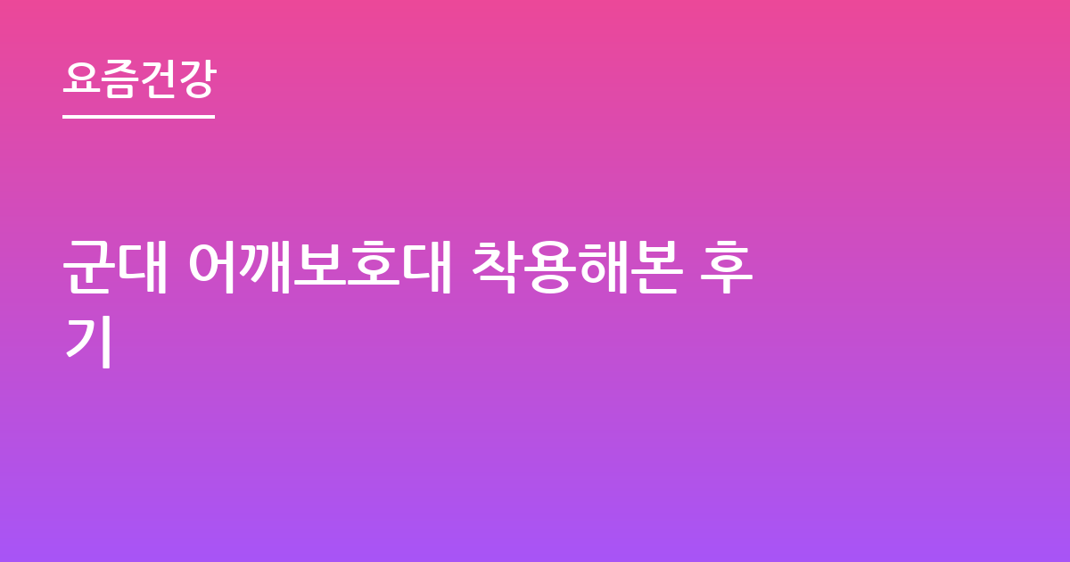 군대 어깨보호대 착용해본 후기