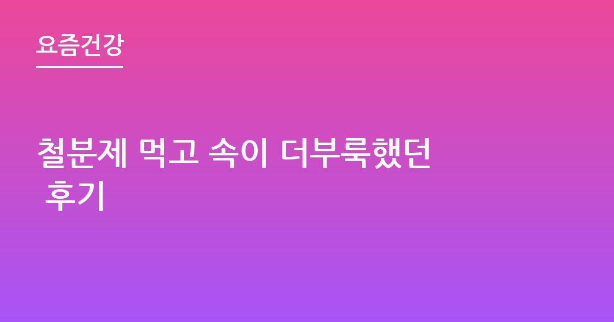 철분제 먹고 속이 더부룩했던 후기