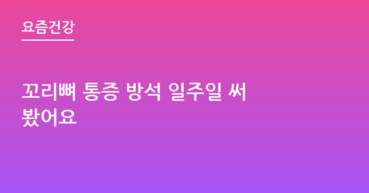 꼬리뼈 통증 방석 일주일 써봤어요