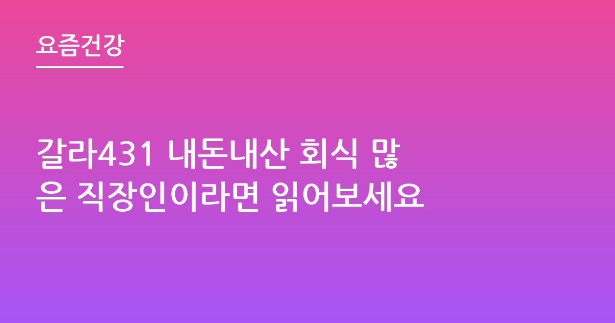 갈라431 내돈내산 회식 많은 직장인이라면 읽어보세요