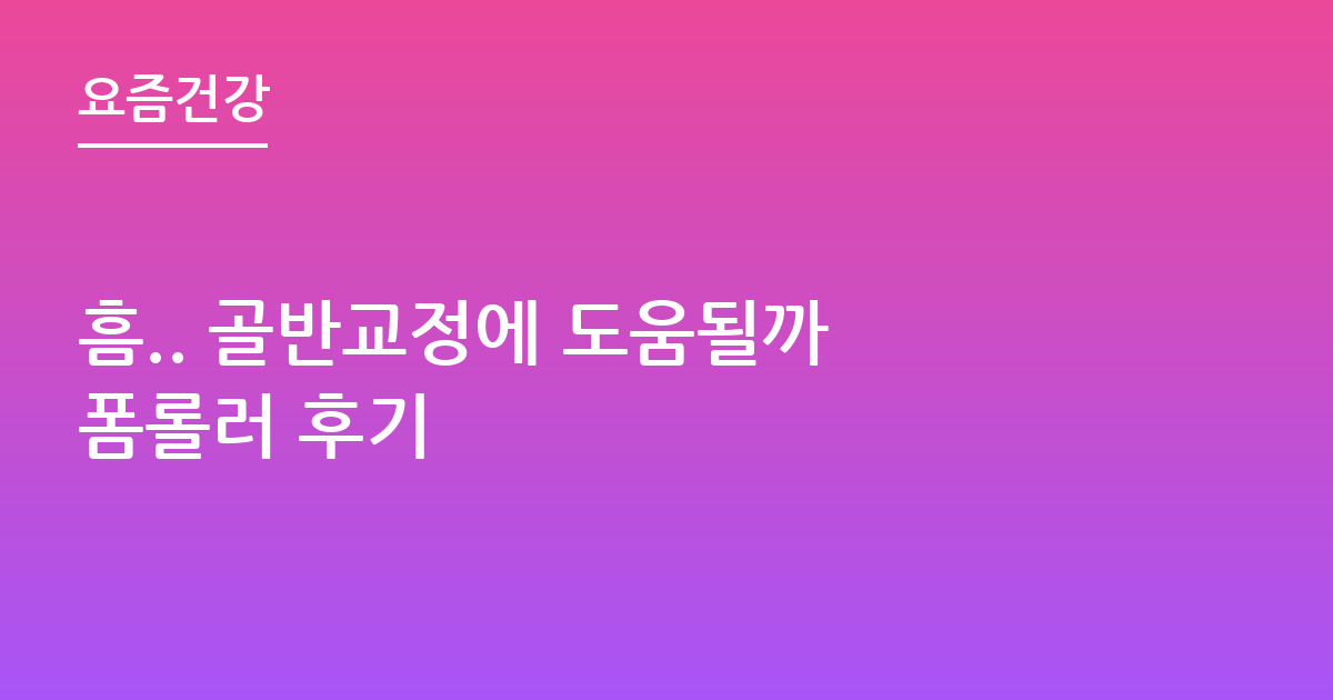 흠.. 골반교정에 도움될까 폼롤러 후기