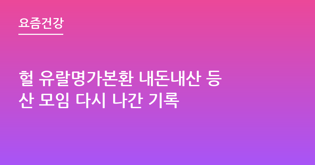 헐 유랄명가본환 내돈내산 등산 모임 다시 나간 기록