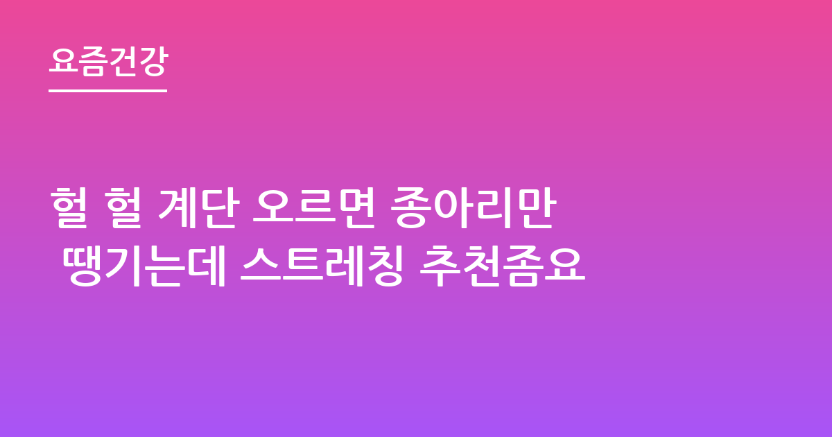 헐 헐 계단 오르면 종아리만 땡기는데 스트레칭 추천좀요