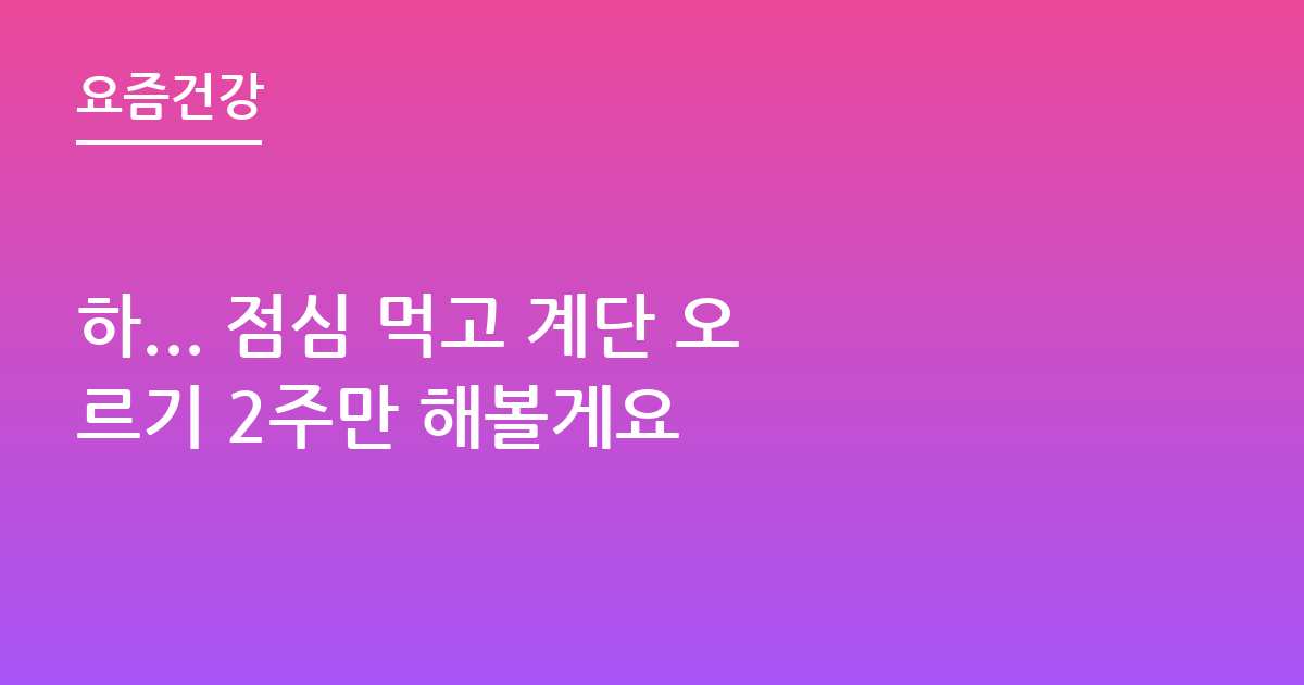 하... 점심 먹고 계단 오르기 2주만 해볼게요