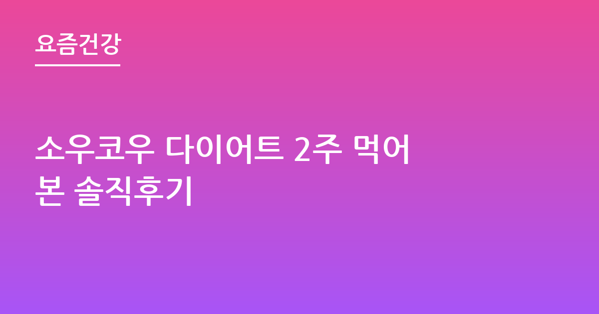 소우코우 다이어트 2주 먹어본 솔직후기