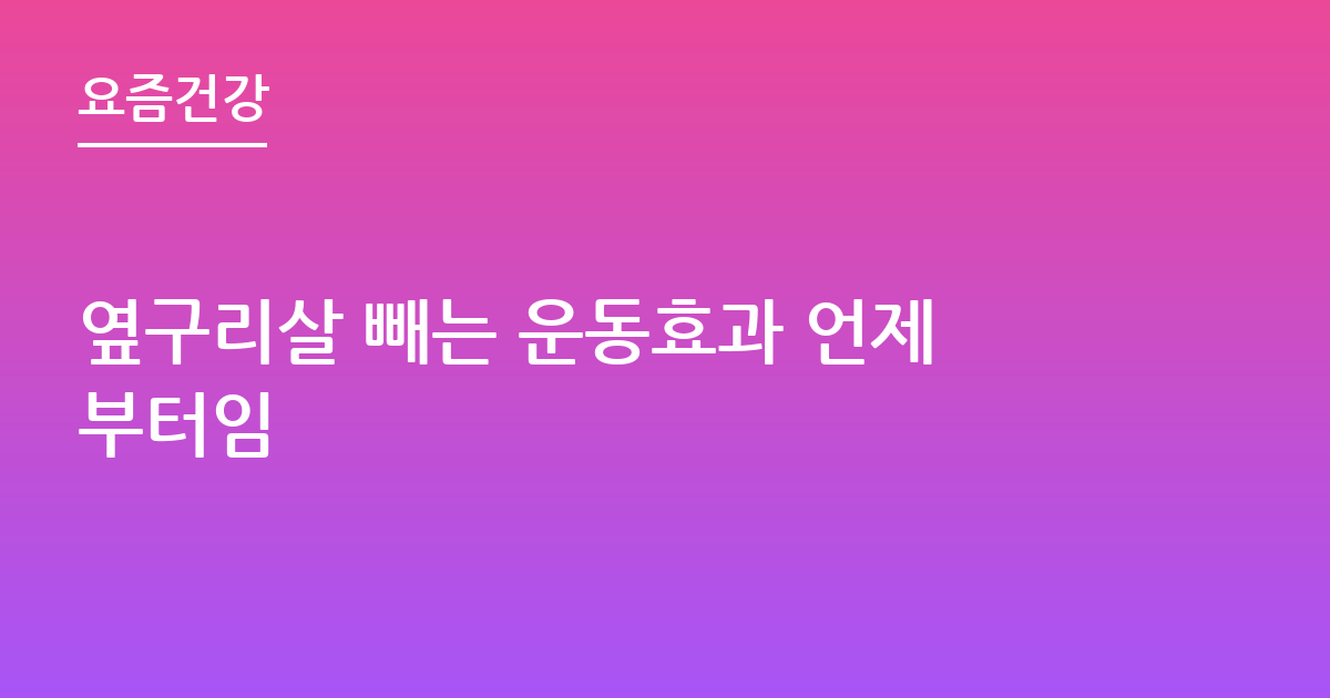 옆구리살 빼는 운동효과 언제부터임