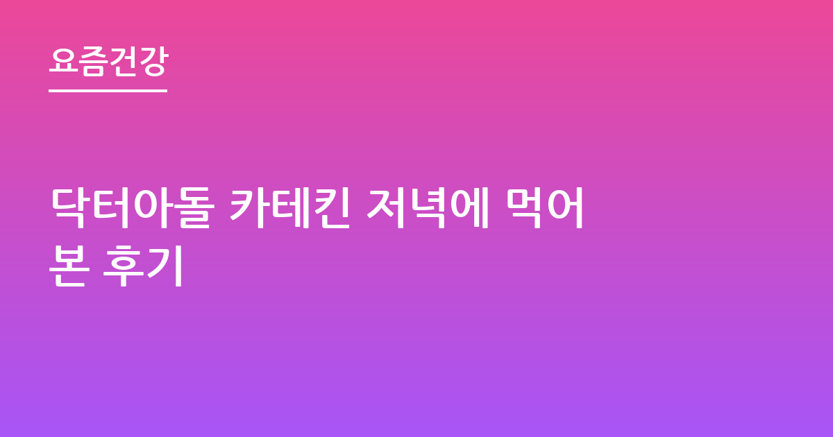 닥터아돌 카테킨 저녁에 먹어본 후기