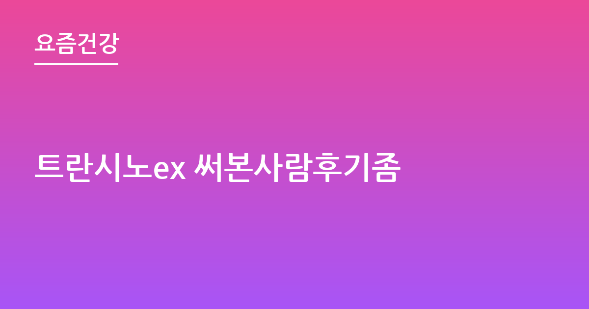 트란시노ex 써본사람후기좀