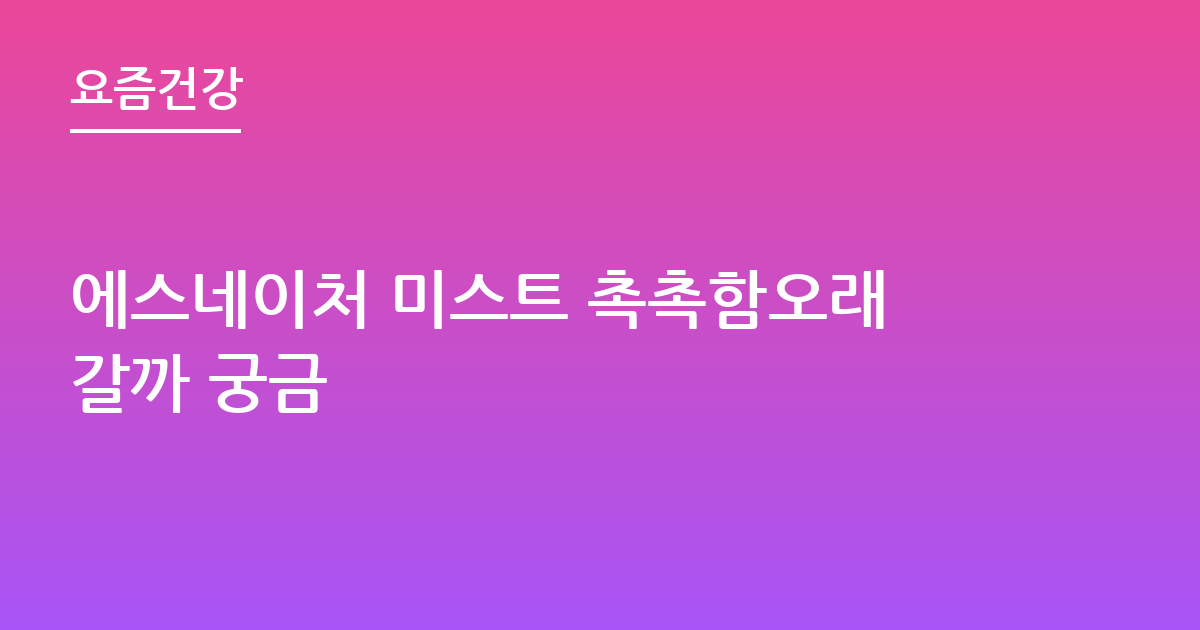 에스네이처 미스트 촉촉함오래갈까 궁금